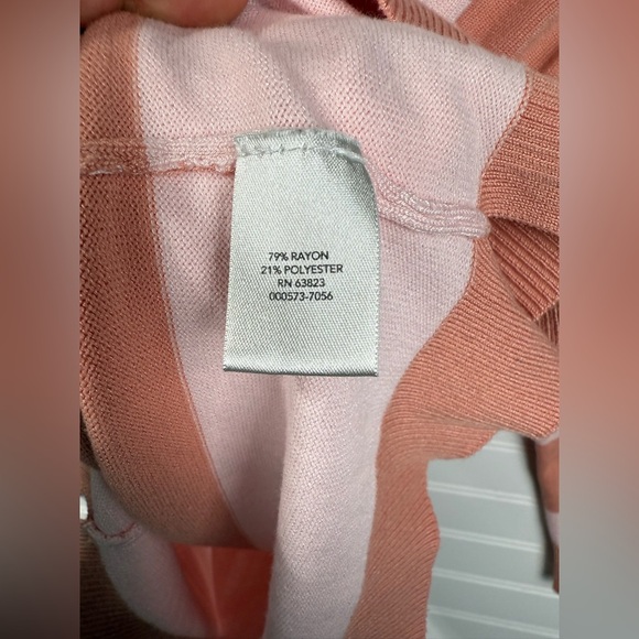 Christopher & Banks women’s pink striped cowl necked drawstring sweater. Size L. - Picture 3 of 5